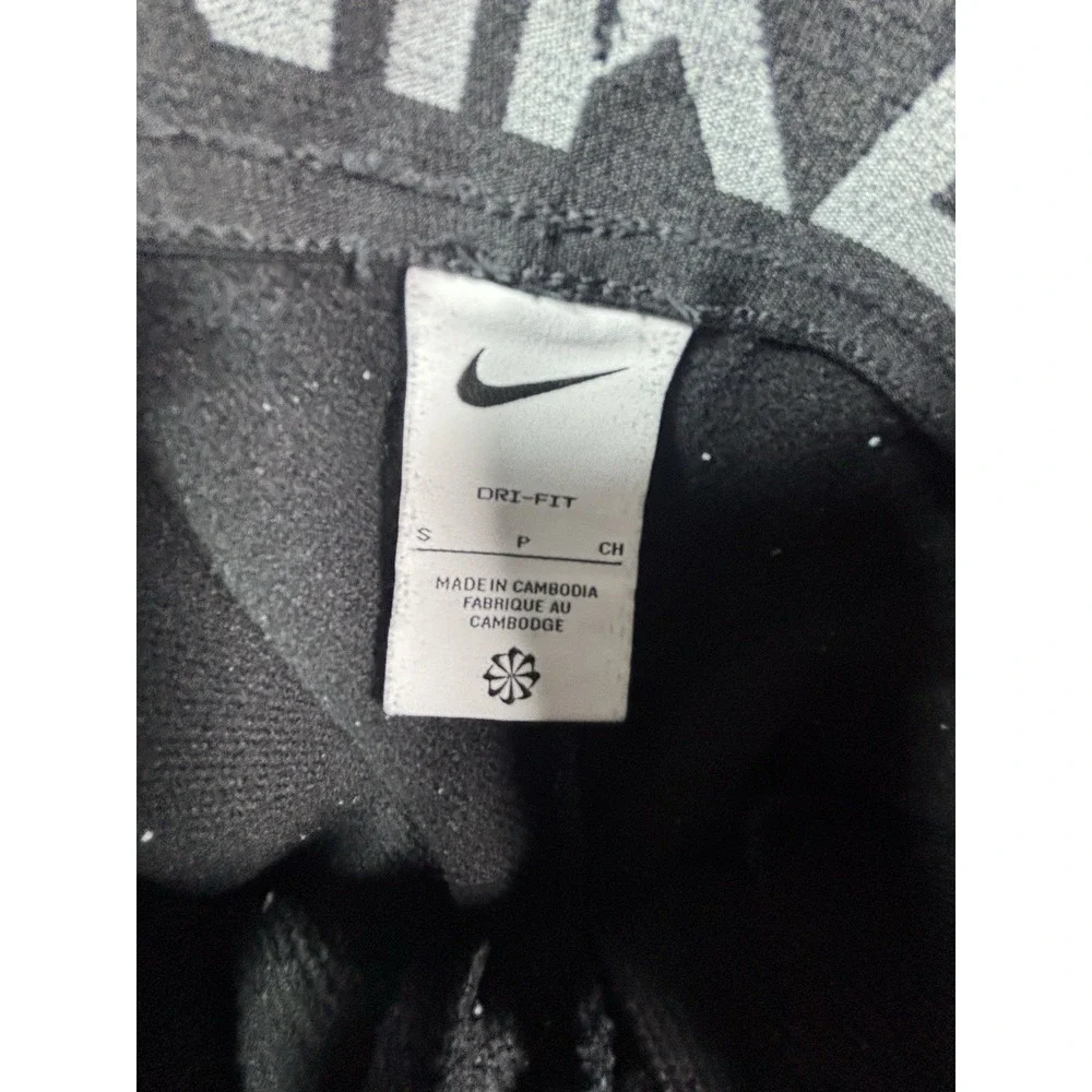 Nike Mens Small Black White Swoosh Tapered Jogger Sweatpants Y2k Swoosh Running